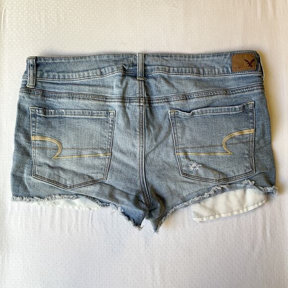 American Eagle Outfitters Women Shorts 14 Light Blue Denim Cutoff 2.5” Inseam - Picture 10 of 10